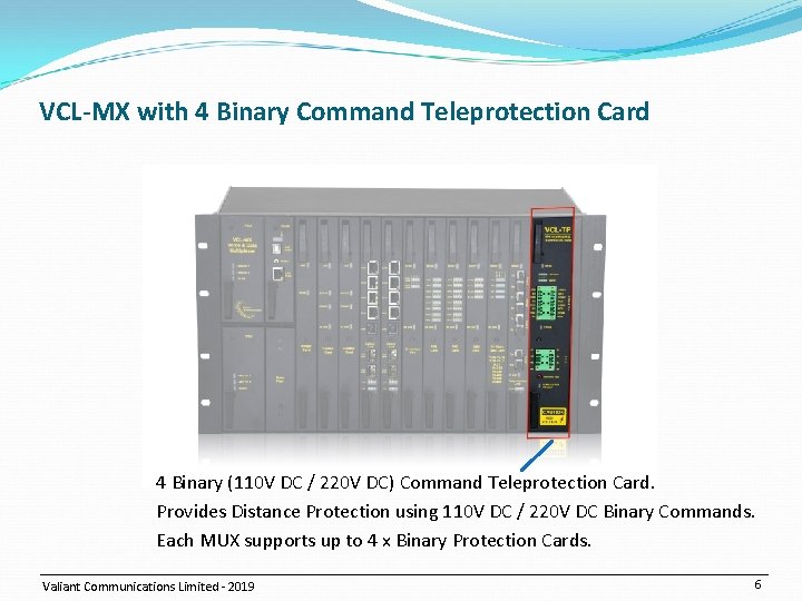 VCL-MX with 4 Binary Command Teleprotection Card 4 Binary (110 V DC / 220