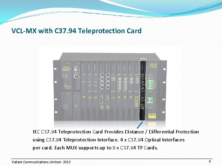 VCL-MX with C 37. 94 Teleprotection Card IEC C 37. 94 Teleprotection Card Provides
