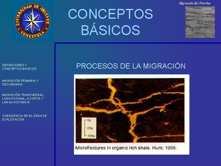 Migración del Petróleo CONCEPTOS BÁSICOS DEFINICIONES Y CONCEPTOS BASICOS PROCESOS DE LA MIGRACIÓN PRIMARIA