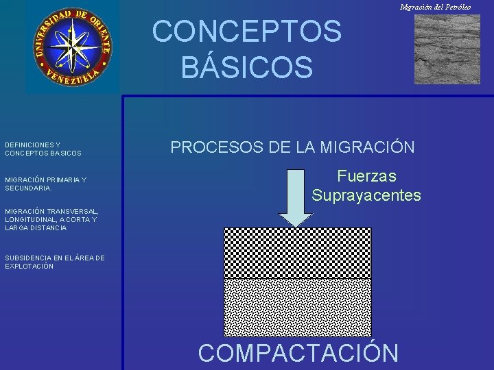 Migración del Petróleo CONCEPTOS BÁSICOS DEFINICIONES Y CONCEPTOS BASICOS MIGRACIÓN PRIMARIA Y SECUNDARIA. PROCESOS
