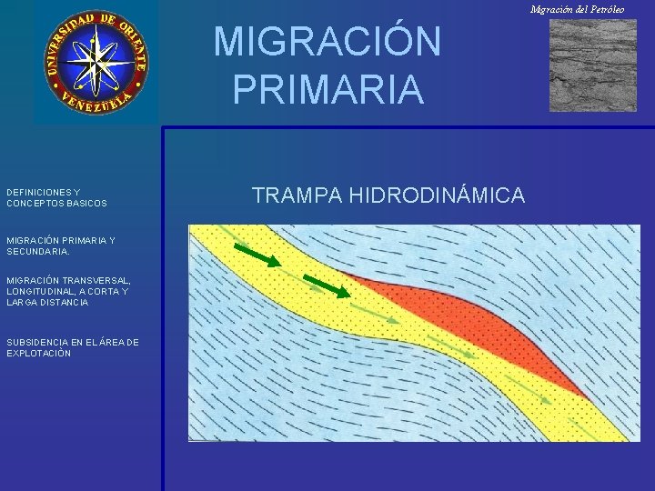 Migración del Petróleo MIGRACIÓN PRIMARIA DEFINICIONES Y CONCEPTOS BASICOS MIGRACIÓN PRIMARIA Y SECUNDARIA. MIGRACIÓN