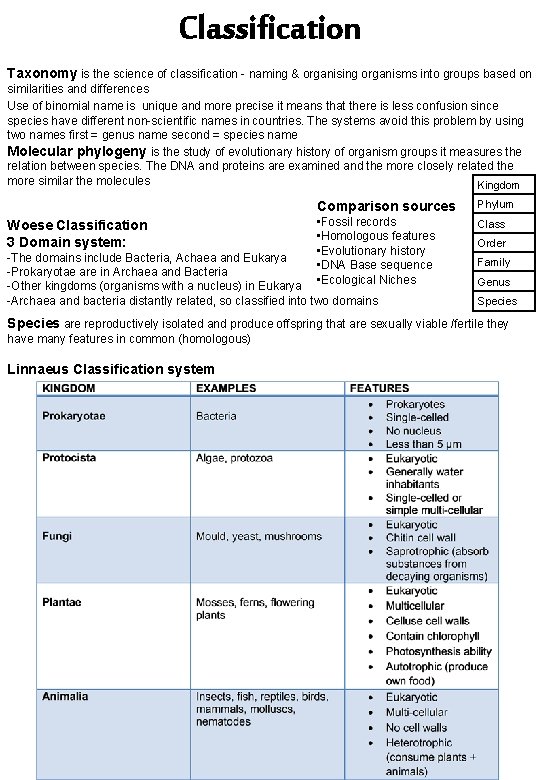 Classification Taxonomy is the science of classification - naming & organising organisms into groups