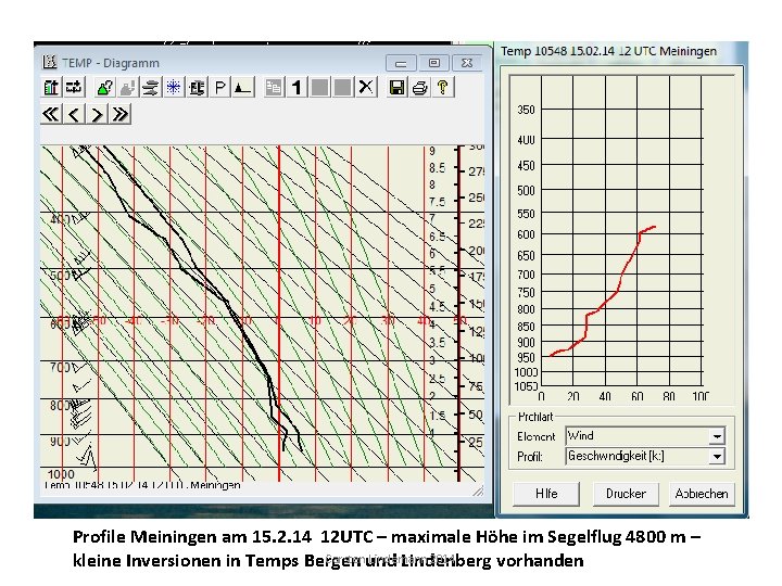 Profile Meiningen am 15. 2. 14 12 UTC – maximale Höhe im Segelflug 4800