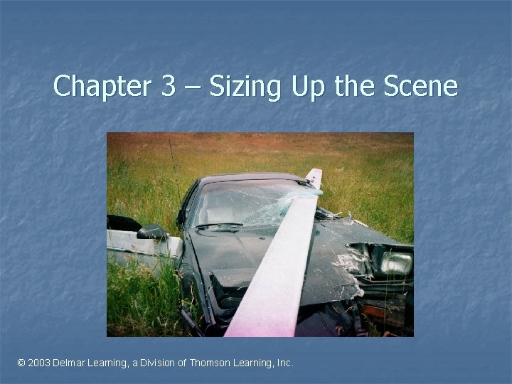 Chapter 3 – Sizing Up the Scene © 2003 Delmar Learning, a Division of