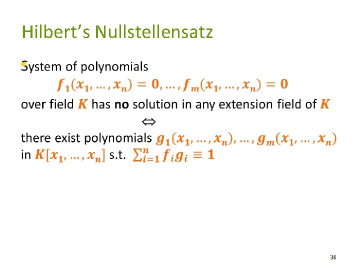 Hilbert’s Nullstellensatz § 34 