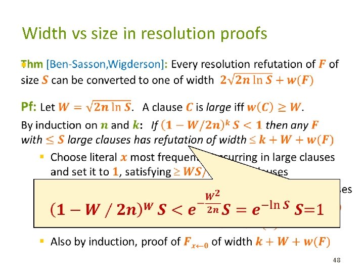 Width vs size in resolution proofs § � 48 