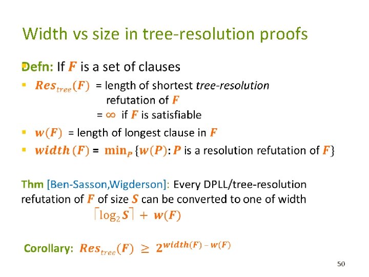 Width vs size in tree-resolution proofs § 50 