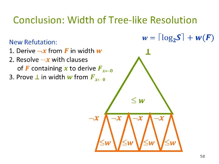 Conclusion: Width of Tree-like Resolution � � ⊥ � � � � � 58