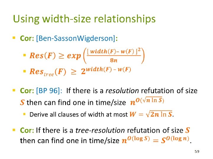 Using width-size relationships § 59 