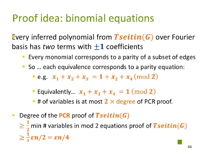 Proof idea: binomial equations § 86 