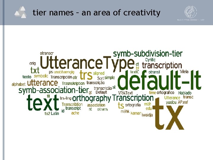 tier names – an area of creativity 