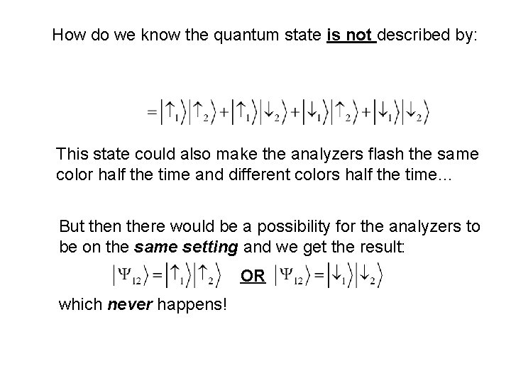How do we know the quantum state is not described by: This state could