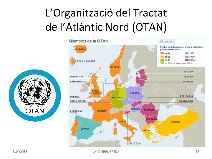 L’Organització del Tractat de l’Atlàntic Nord (OTAN) BUXAWEB LA GUERRA FREDA 17 