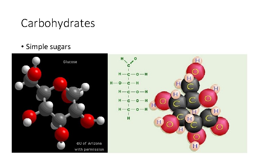 Carbohydrates • Simple sugars 