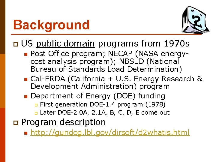 Background p US public domain programs from 1970 s n n n Post Office