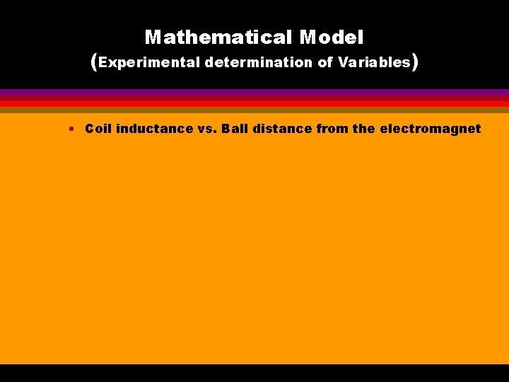 Mathematical Model (Experimental determination of Variables) • Coil inductance vs. Ball distance from the