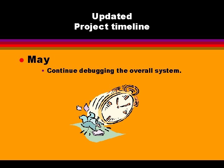 Updated Project timeline l May • Continue debugging the overall system. 