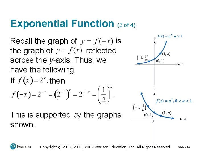 Exponential Function (2 of 4) Recall the graph of reflected the graph of across