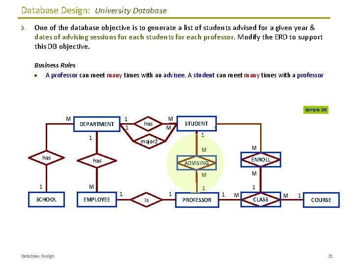 Database Design: University Database 3. One of the database objective is to generate a