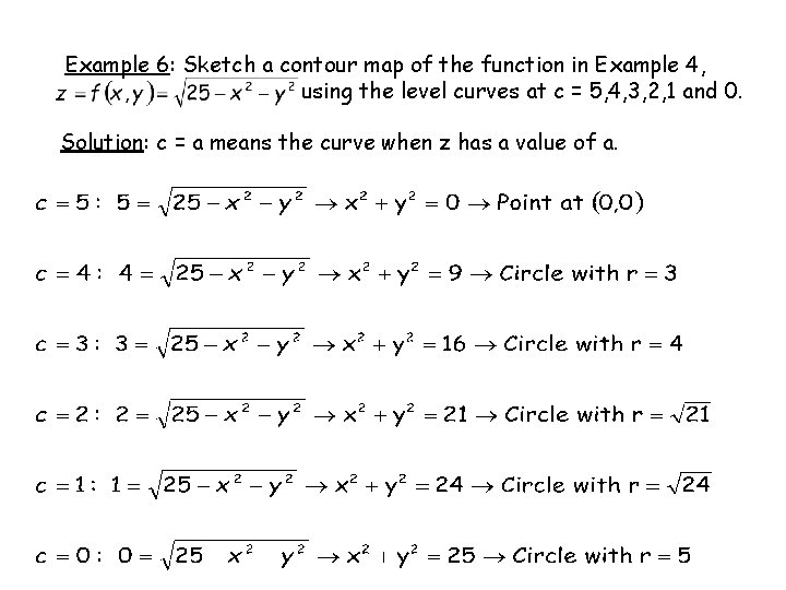 Example 6: Sketch a contour map of the function in Example 4, using the