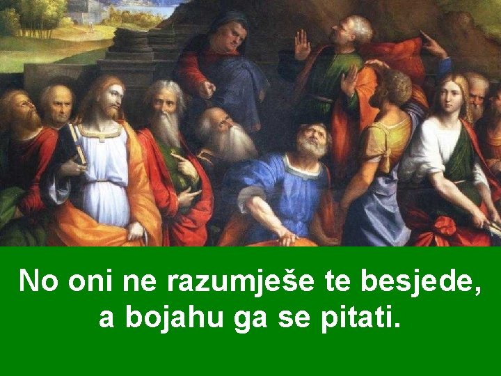 No oni ne razumješe te besjede, a bojahu ga se pitati. 