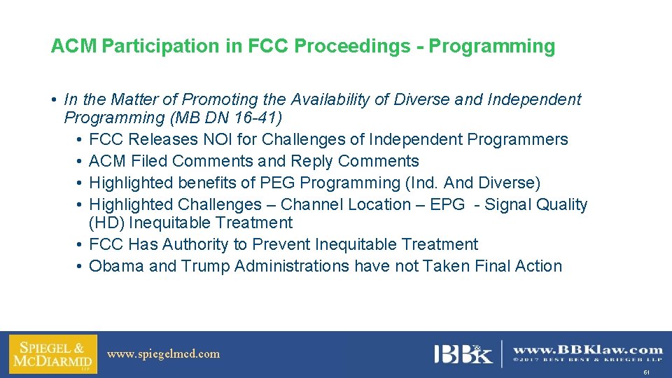 ACM Participation in FCC Proceedings - Programming • In the Matter of Promoting the