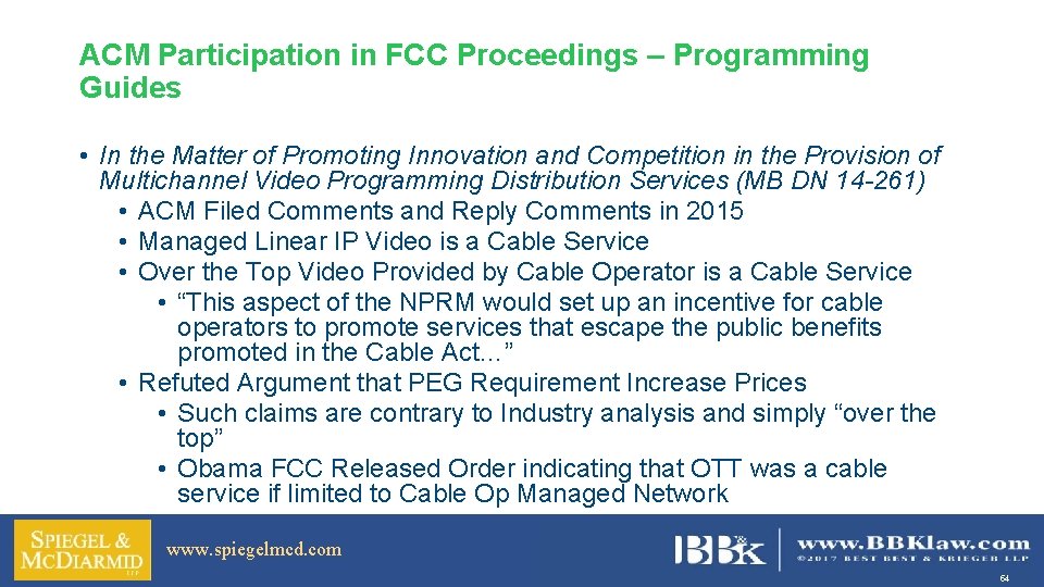 ACM Participation in FCC Proceedings – Programming Guides • In the Matter of Promoting