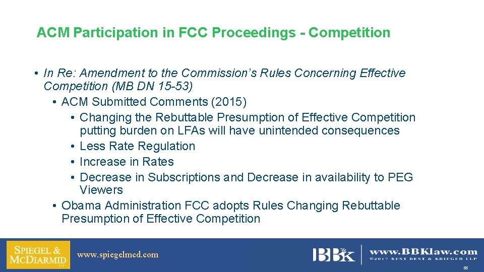 ACM Participation in FCC Proceedings - Competition • In Re: Amendment to the Commission’s
