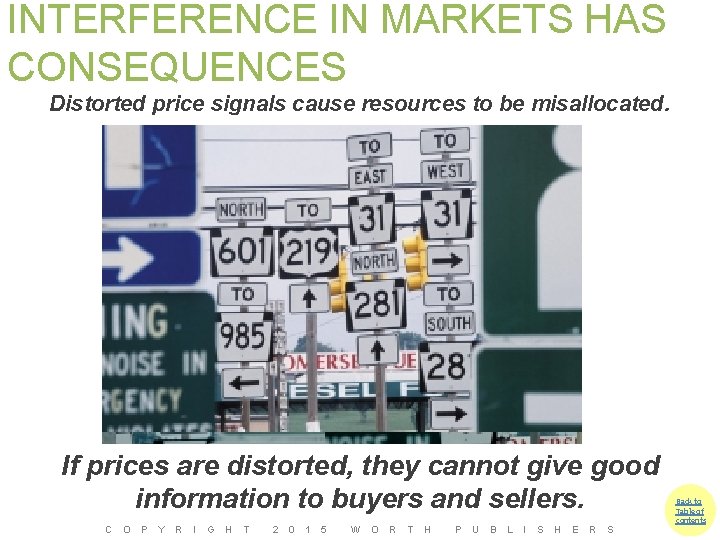 INTERFERENCE IN MARKETS HAS CONSEQUENCES Distorted price signals cause resources to be misallocated. If