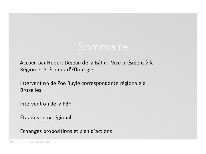 Accueil par Hubert Dejean de la Bâtie - Vice président à la Région et