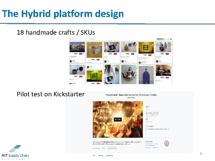 The Hybrid platform design 18 handmade crafts / SKUs Pilot test on Kickstarter 8