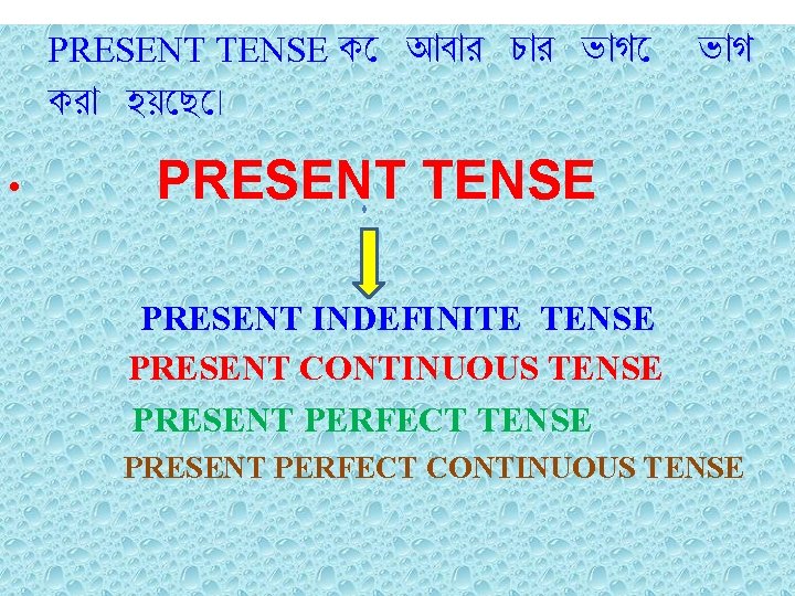 PRESENT TENSE ক আব র চ র ভ গ কর হয় ছ । •