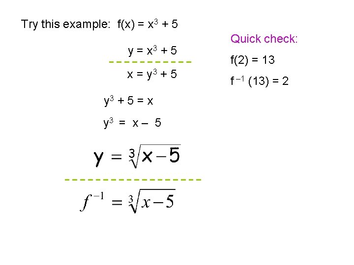 Try this example: f(x) = x 3 + 5 y = x 3 +
