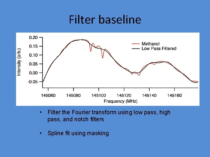 Filter baseline • Filter the Fourier transform using low pass, high pass, and notch