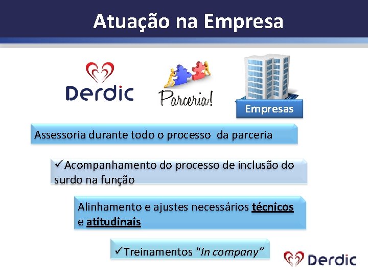 Atuação na Empresas Assessoria durante todo o processo da parceria üAcompanhamento do processo de