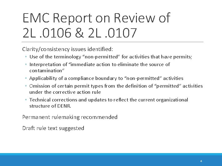 EMC Report on Review of 2 L. 0106 & 2 L. 0107 Clarity/consistency issues