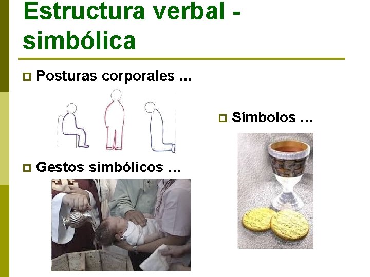 Estructura verbal simbólica p Posturas corporales … p p Gestos simbólicos … Símbolos …