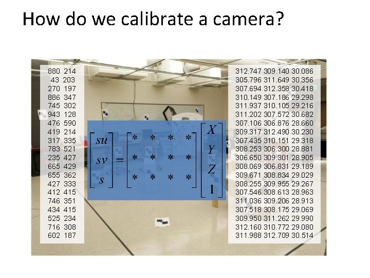 How do we calibrate a camera? 880 43 270 886 745 943 476 419