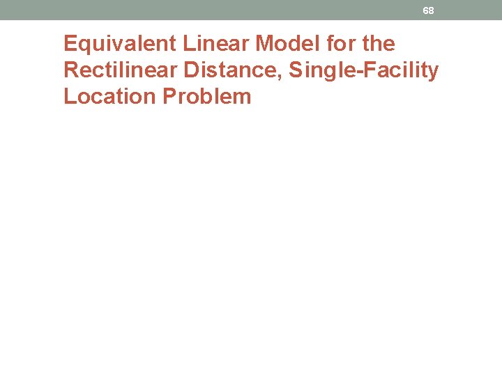 68 Equivalent Linear Model for the Rectilinear Distance, Single-Facility Location Problem 