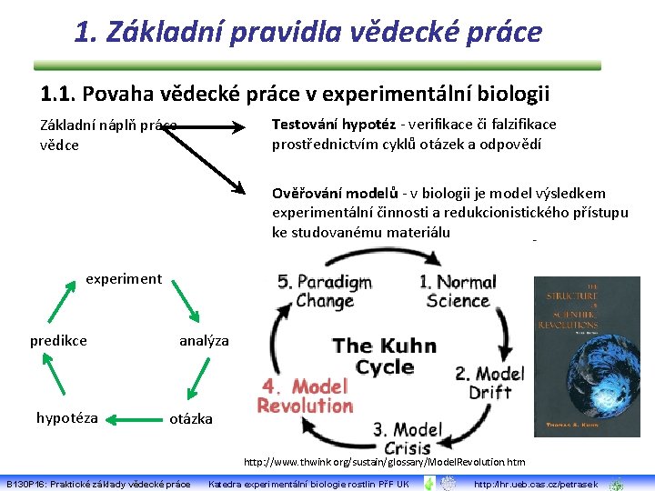 1. Základní pravidla vědecké práce 1. 1. Povaha vědecké práce v experimentální biologii Testování