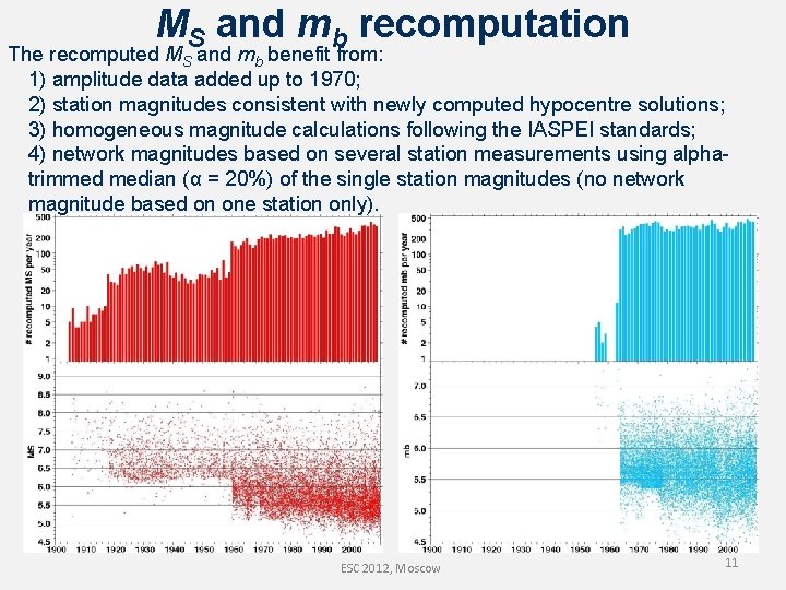 MS and mb recomputation The recomputed MS and mb benefit from: 1) amplitude data