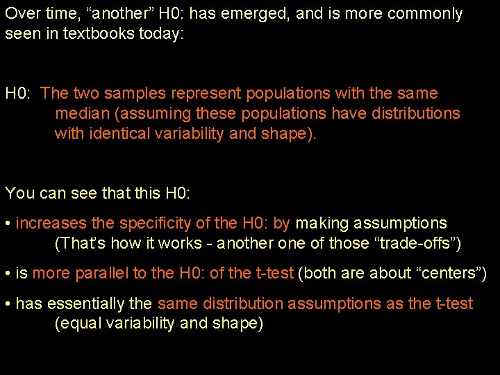 Over time, “another” H 0: has emerged, and is more commonly seen in textbooks