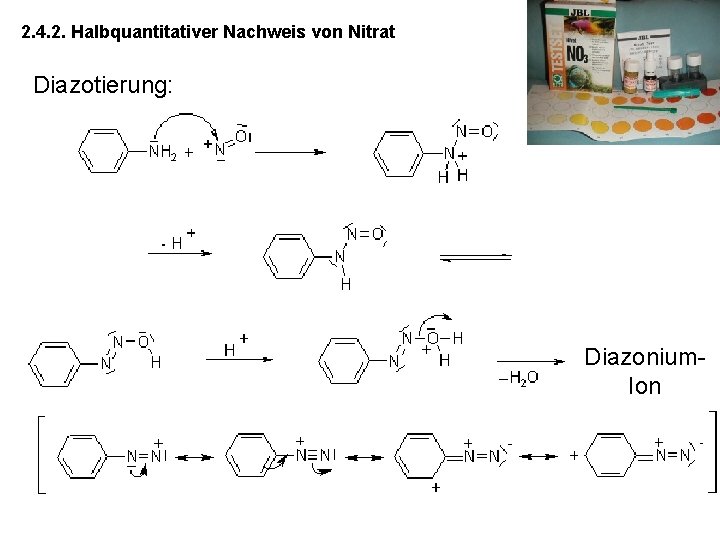 2. 4. 2. Halbquantitativer Nachweis von Nitrat Diazotierung: Diazonium. Ion 