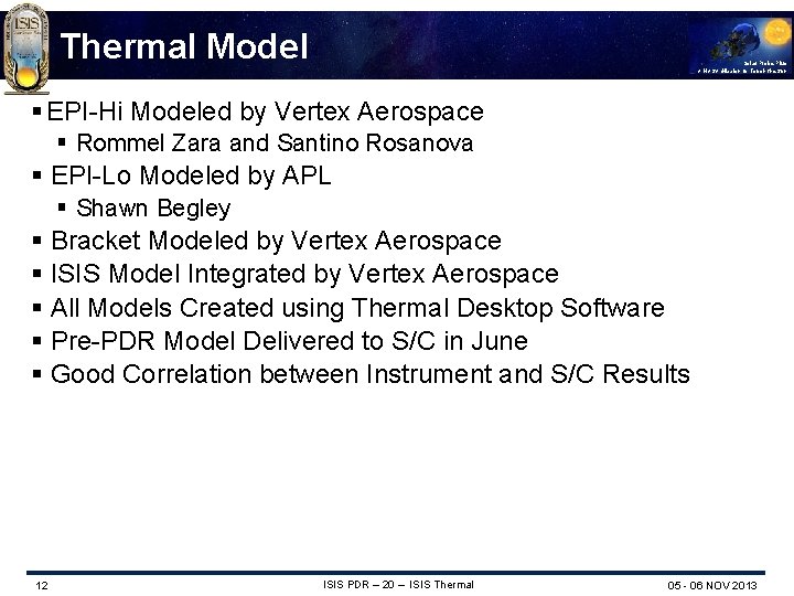 Thermal Model Solar Probe Plus A NASA Mission to Touch the Sun § EPI-Hi