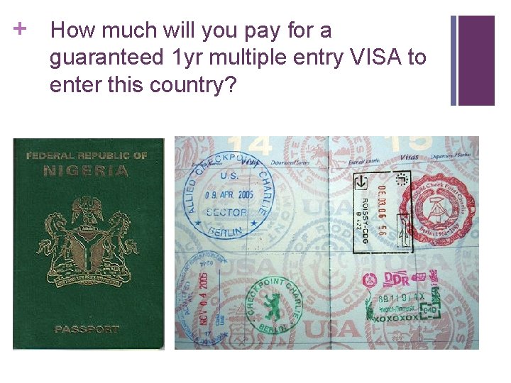 + How much will you pay for a guaranteed 1 yr multiple entry VISA