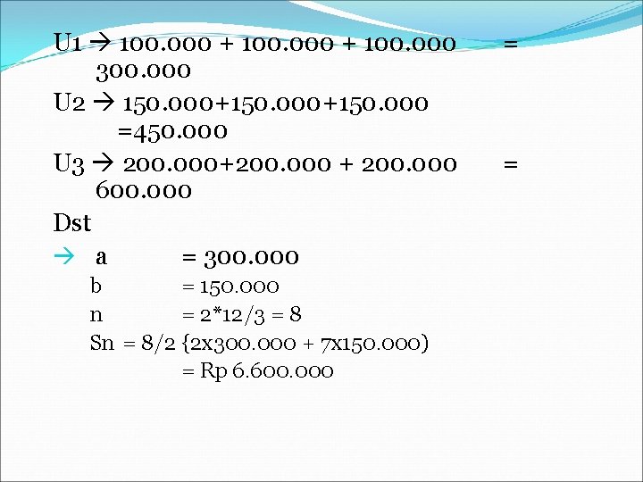 U 1 100. 000 + 100. 000 300. 000 U 2 150. 000+150. 000