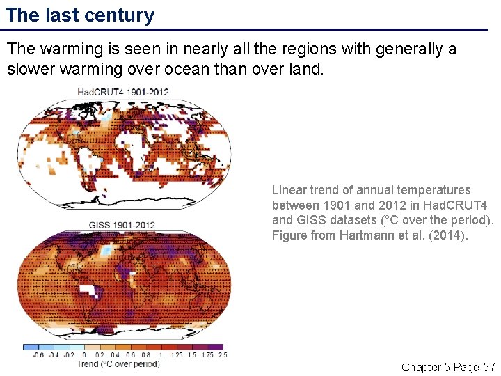 The last century The warming is seen in nearly all the regions with generally