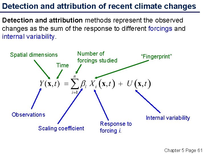 Detection and attribution of recent climate changes Detection and attribution methods represent the observed