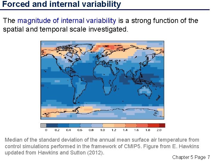 Forced and internal variability The magnitude of internal variability is a strong function of