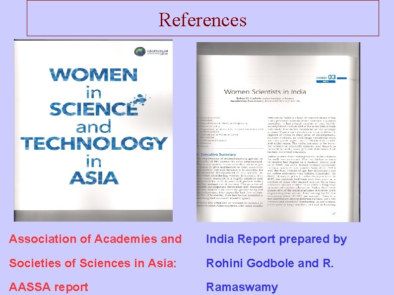 References Association of Academies and India Report prepared by Societies of Sciences in Asia: